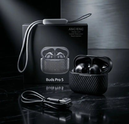 Buds Pro 5 TWS Wireless Bluetooth Earbuds – Touch Control, HD Stereo Sound